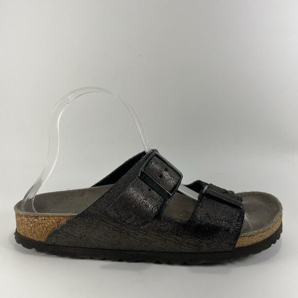 Birkenstock Arizona Sandals Womens Size 39 US Size 8-8.5 Narrow Black Shimmer - Picture 1 of 9